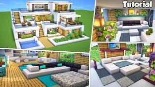 Minecraft: Modern House #45 Interior Tutorial - How to Build - Material List in Description!