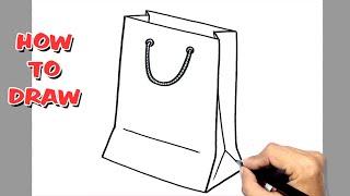 How to Draw Shopping Bag || Papper bag easy drawing and step by step