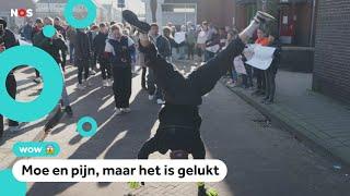 Bizar record: man loopt 5,8 kilometer op zijn handen