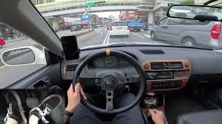 POV Manual Car Commuting to Work in Traffic with Pedal Cam ASMR | HONDA Civic