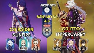 NEW 4.8 ABYSS! C0 Raiden Sunfire & C0 Itto Hypercarry | 4.8 Genshin Impact Spiral Abyss Floor 12