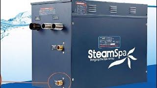 SteamSpa   Steam Shower Generator Kit System   Brushed Nickel + Self Drain Combo   Enclosure Steamer