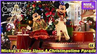 Mickey’s Once Upon A Christmastime Parade 2024 - Castle View at Very Merry Christmas Party - 4K