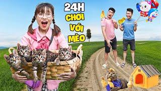 Hà Sam 24H Chơi Với Mèo , Gà Con Và Vịt Con Lông Vàng - Khinh Khí Cầu Hello Kitty Có Bay Không ?