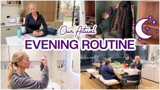 OUR ACTUAL EVENING ROUTINE with 3 KIDS | Dinner, Homework, Cleaning Tasks + more