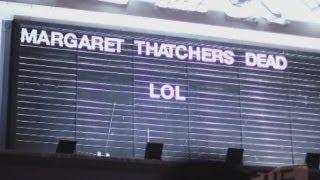 Margaret Thatcher death party in Brixton: LOL sign put up at Ritzy cinema, London