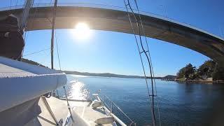 Sailing Bagheera Newbie mistake No 1 Attempting to go under the Rip Bridge