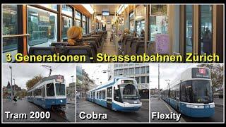 Drei VBZ Strassenbahn-Generationen der Stadt Zürich