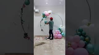 Balloon Garland in a round arch deflating in reverse! #shorts #balloon  #balloonarch