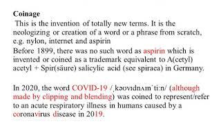 The word-formation process of coinage (COVID-19 - coronavirus- as an example)