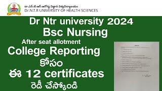 DR NTR UNIVERSITY 2024 Bsc Nursing Reporting Documents