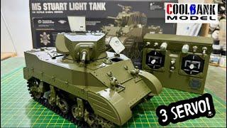 UNBOXING THE NEW COOLBANK  1/16TH M5A1 STUART LIGHT TANK & TAKING A LOOK INSIDE 3 SERVOS DCD GEARBOX