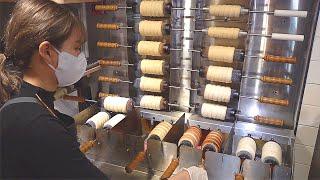 굴뚝빵 Best dessert! Making Various Kinds of Chimney Cakes (Trdelnik, Trdlo) - Korean street food