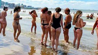 4K - BEACH WALK - MAR DEL PLATA BEACHES Clear Good Day ARGENTINA