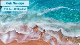 Resin Seascape Painting With Lots Of Sparkle - Epoxy Resin Ocean Tutorial!