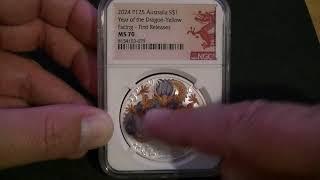 Coin review - Australia Lunar Dragon 1 oz Silver Colorized Coin NGC MS70 First Releases 2024