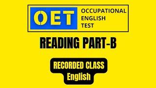 OET READING PART B ONLINE CLASS ( GENO MATHEWS ) | OET 2.0 Online Classroom