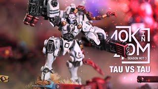 Overwhelming Force vs Patient Hunter.  Tau vs Tau 40k in 40mins Warhammer 40k 2000pt Battle Report.