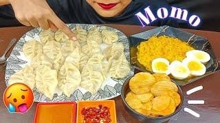 EATING 20 MOMOS CHALLENGE WITH SPICY ️ CHUTNEY, MAGGIE, HALF BOILED EGG & CHIPS| eating show|