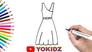 How To Draw A Dress 14 | How to draw a dress  | YoKidz Drawing | YoKidz Channel