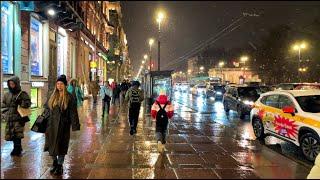 A little snow on Nevsky / russia walking tour 4k