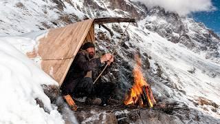 Surviving 4 days in a snowstorm - Frozen and alone - winter bushcraft