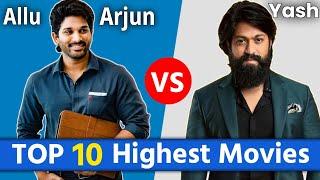 allu arjun Vs Yash Top 10 Highest Grossing Movies | allu arjun Pushpa 2 Movies | Yash Kgf 2 Movies