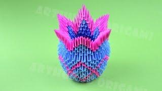 Origami vase from pieces of paper  DIY How to make an origami vase 3D Tutorial