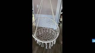 YRYM HT Macrame Swing Chair with Hardware Kit, Exquisite Dreamy Cotton Rope Hanging Swing Chair