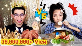 ชาเลนจ์คนจน VS คนรวย อาหาร ถูก VS แพง ปลาหมึกยักษ์ #Mukbang​ RICH vs POOR FOOD CHALLENGE:ขันติ