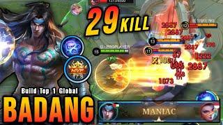 29 Kills + MANIAC!! Offlane Monster Badang Brutal Damage Build - Build Top 1 Global Badang ~ MLBB