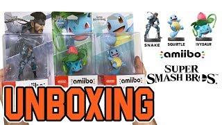 Super Smash Bros Ultimate Solid Snake / Ivysaur / Squirtle Amiibo Unboxing