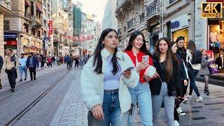 Istanbul Turkey Touristic Places In This Days Istiklal Street Taksim Square 4K Walking Tour