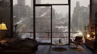 NYC Heavy Snowfall In A Cozy Apartment | Non-Christmas Version | 4K |  60FPS