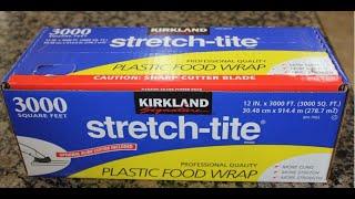 How to install the  Kirkland Signature Stretch-Tite Plastic Food Wrap, 12 in x 3000 ft  item  208733