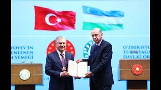 Özbekistan Cumhurbaşkanı Mirziyoyev’e Devlet Nişanı tevcih edildi