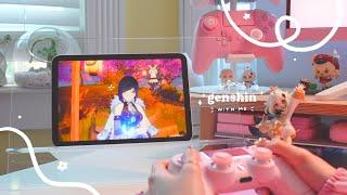  playing genshin on a lazy, cozy summer afternoon | 1hr of gameplay ambience (jp dub, ipad mini) 