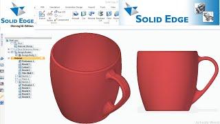 Solid edge tutorial - 83 - How to Design a Coffee Mug - Solid edge Sweep - Mug Design