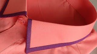 How to sew a shirt collar || make a full piping shirt collar ||