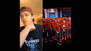 Tom holland reacts to spider-Man perfect  #TomHolland #spiderman #shorts