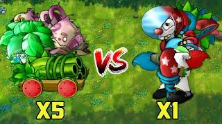 5 All Fusion Plants Vs 1 Poco Jack in the box Zombie - Who Will Win? PVZ 1 Fusion Challenge