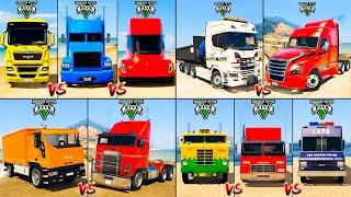 Fire Truck vs Tesla Truck vs Euro Truck vs Hauler Truck - GTA 5 Trucks Compilation Which is best?