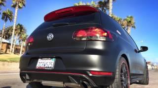 MK6 GTI in Full Satin Black with Red & Carbon Fiber Accents by SD WRAP