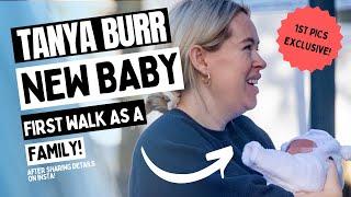 FIRST PICS! Tanya Burr steps out with her New son Sage and her partner on first walk as a family