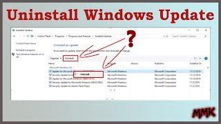 Uninstall Windows Update - Undo the last Windows Update