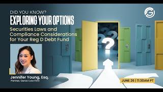 [Webinar] Securities Laws and Compliance Considerations for your Reg D Debt Fund