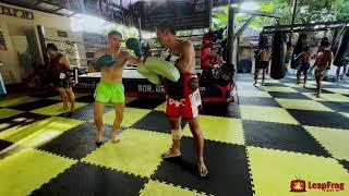 Xavi Gonzalez Muay Thai Pad rounds in Sor Dechapant Thailand December 2023