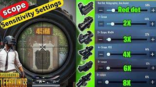 PUBG/BGMI SCOPE SETTING 2X 3X 4X 6X 8X IN 2024| BGMI Scope Sensitivity Settings 2024 Scope Setting