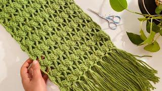 How to Crochet a Scarf - no experience needed! Shawl for beginners Stitch #1 Written Pattern Below