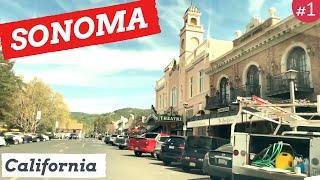 SONOMA CALIFORNIA, Driving Downtown - Dash Cam -USA